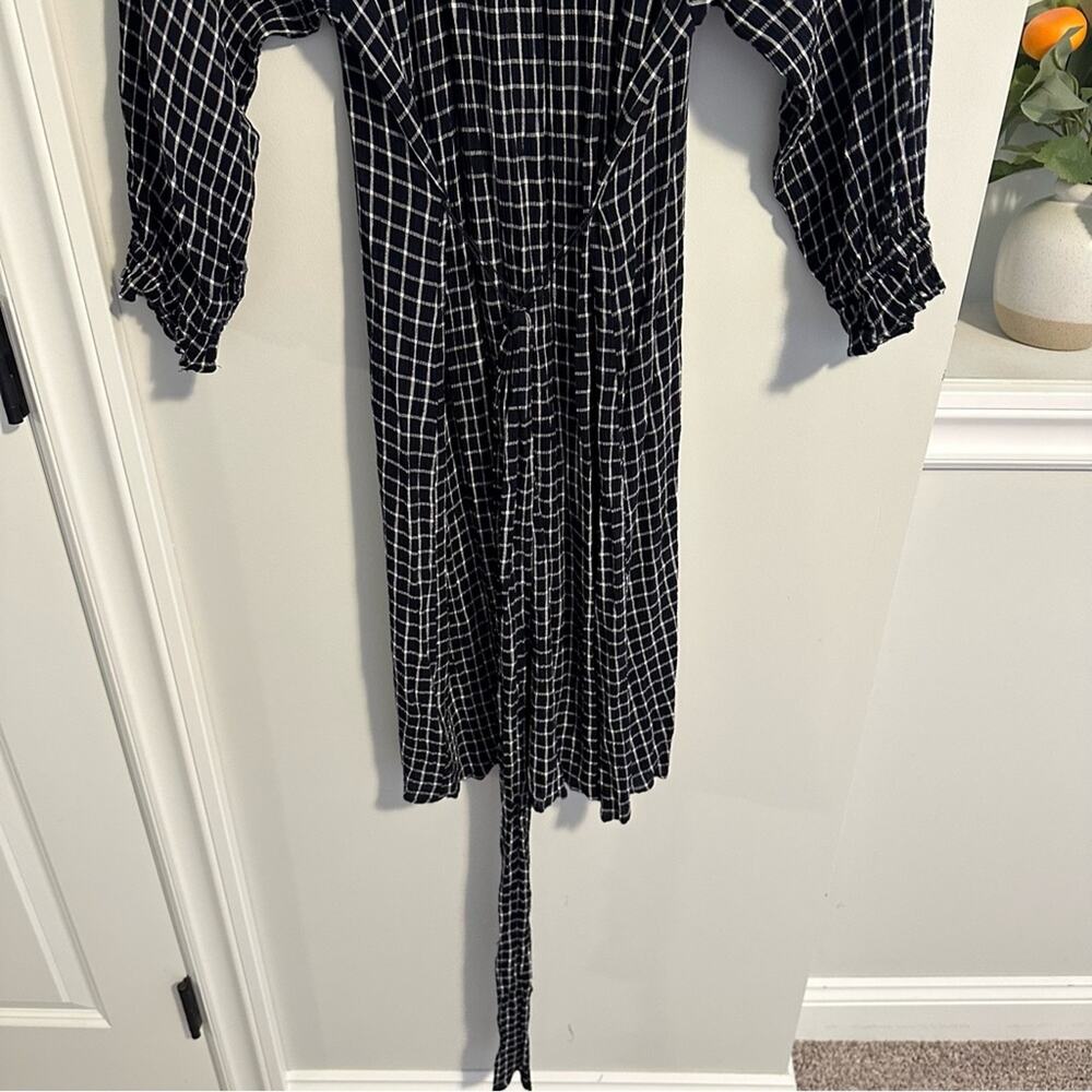 Anthropologie Maeve Navy White Striped Long Sleeve Belted Mini Dress Small - Picture 5 of 11